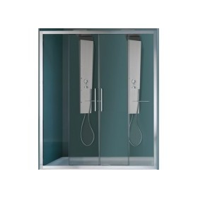 BOX EUROPA PORTA SCORREVOLE A 2 ANTE SAMO 116/122  B7883 SARAS SATINATO ARGENTO CRISTALLO SATINATO ACQUA MM.6