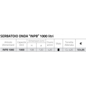 SERBATOIO DI PRIMA RACCOLTA DA INTERRO  LT1.000 D.120 H.108 TRIPLO STRATO INPB 1000