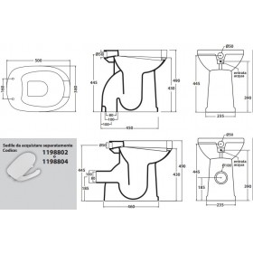VASO BIDET DISABILE CONFORT CON EROGATORE  SCARICO PAVIMENTO