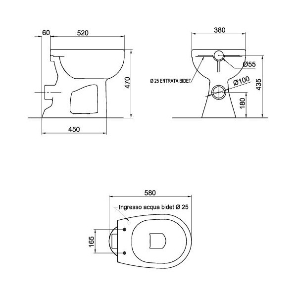 VASO BIDET SANITOSCO SCARICO PAVIMENTO