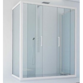 BOX PORTA SCORREVOLE A DUE ANTE EVO 100-90 BIANCO CRISTALLO STAMPATO C\' MM. 6 FORTE BEVO200