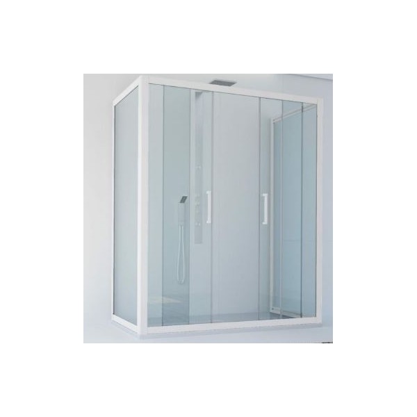 BOX PORTA SCORREVOLE A DUE ANTE EVO 100-90 BIANCO CRISTALLO STAMPATO C\' MM. 6 FORTE BEVO200