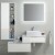 COMPOSIZIONE BASE SOSPESA A CASSETTONE + CASSETTONE LATERALE TREVI  BIANCO CM. 130  CON SPECCHIO RETROILLUMINATO COMPLETO LAVABO