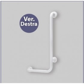 MANIGLIONE DI SOSTEGNO CON MONTANTE PER DISABILI BIANCO 35x67 cm - Destro