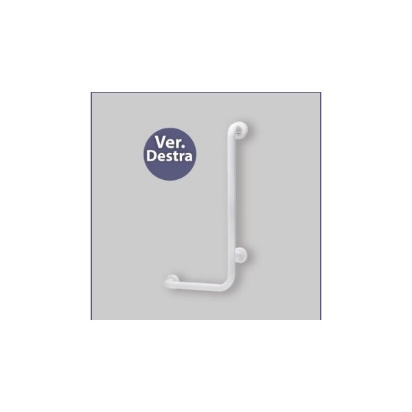 MANIGLIONE DI SOSTEGNO CON MONTANTE PER DISABILI BIANCO 35x67 cm - Destro