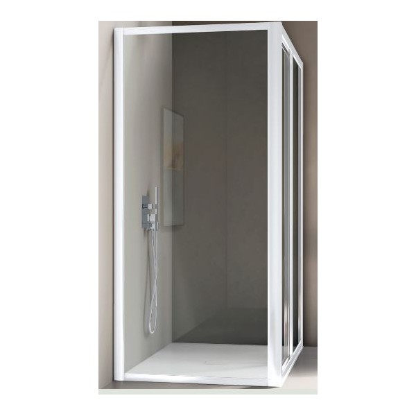 BOX AMERICA QUATTRO  PARETE FISSA 77/81 BIANCO OPACO SAMO  CRISTALLO STAMPATO