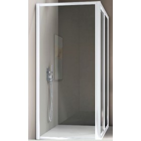 BOX AMERICA QUATTRO PARETE FISSA 77/81 BIANCO OPACO SAMO  CRISTALLO TRASPARENTE