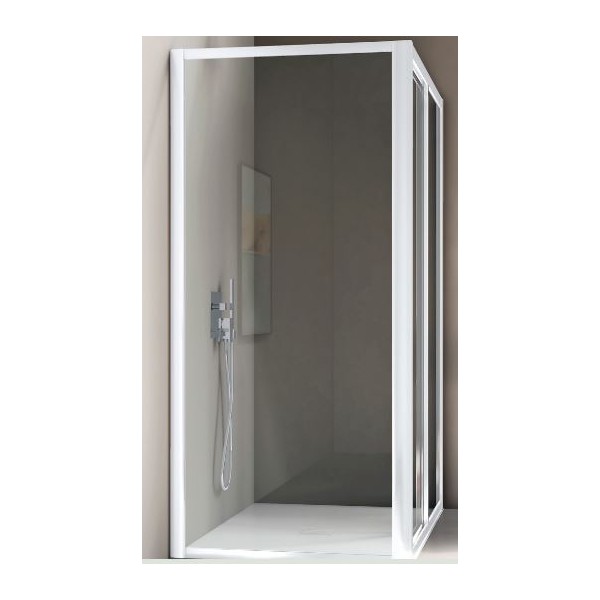 BOX AMERICA QUATTRO PARETE FISSA 77/81 BIANCO OPACO SAMO  CRISTALLO TRASPARENTE