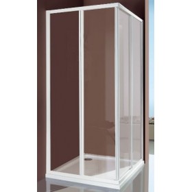 BOX CIAO CM.70-80 ANGOLO 4 ANTE PROFILO BIANCO LUCIDO CRISTALLO STAMPATO SAMO