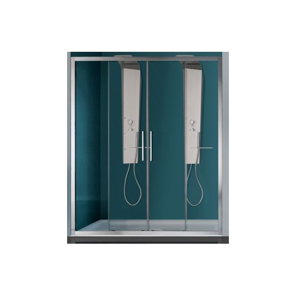 BOX EUROPA PORTA SCORREVOLE A 4 ANTE SAMO 146-152 B7845SARAS SATINATO ARGENTO CRISTALLO SATINATO ACQUA