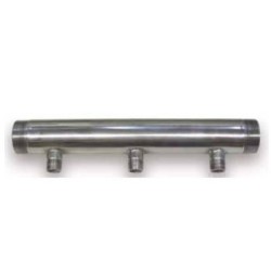 COLLETTORE ACCIAIO INOX 304 DA 11/2  3 POSTI DA 1/2 PER CONTATORI ACQUA