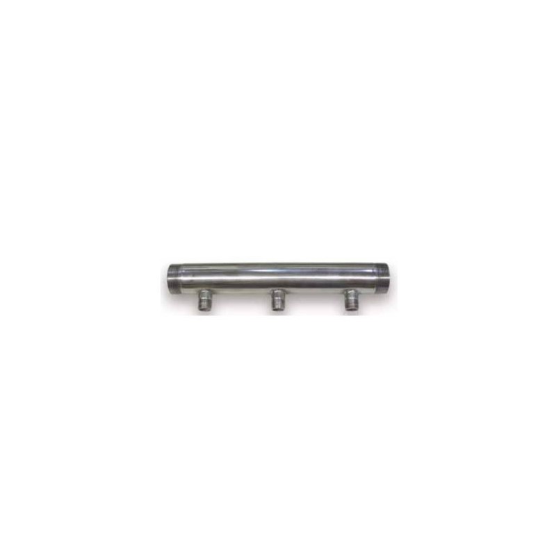 COLLETTORE ACCIAIO INOX 304 DA 11/2  3 POSTI DA 1/2 PER CONTATORI ACQUA