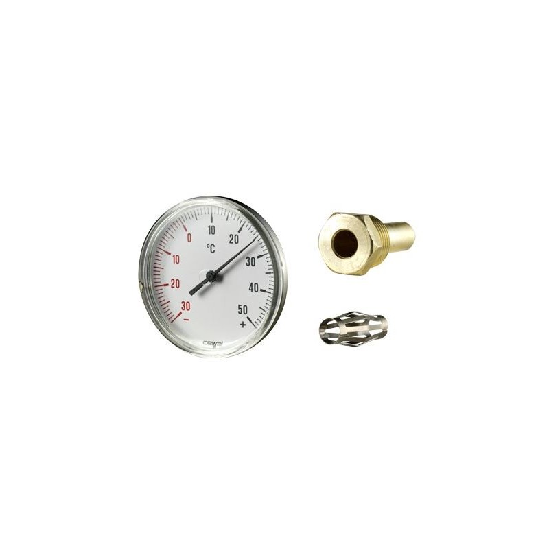 TERMOMETRO BIMETALLICO ATTACCO POSTERIORE DN 100 GAMBO IN OTTONE D.9,9X CM.5  0/120