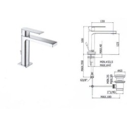 MISCELATORE TANGO LAVABO S.A 1 1/4  PAFFONI NERO