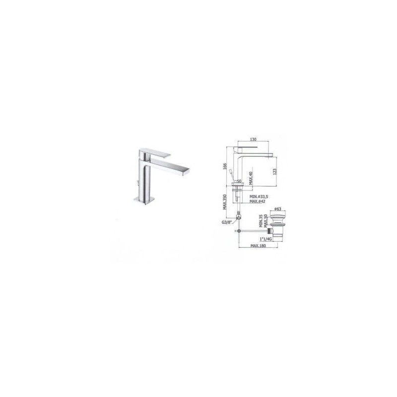 MISCELATORE TANGO LAVABO S.A 1 1/4  PAFFONI NERO
