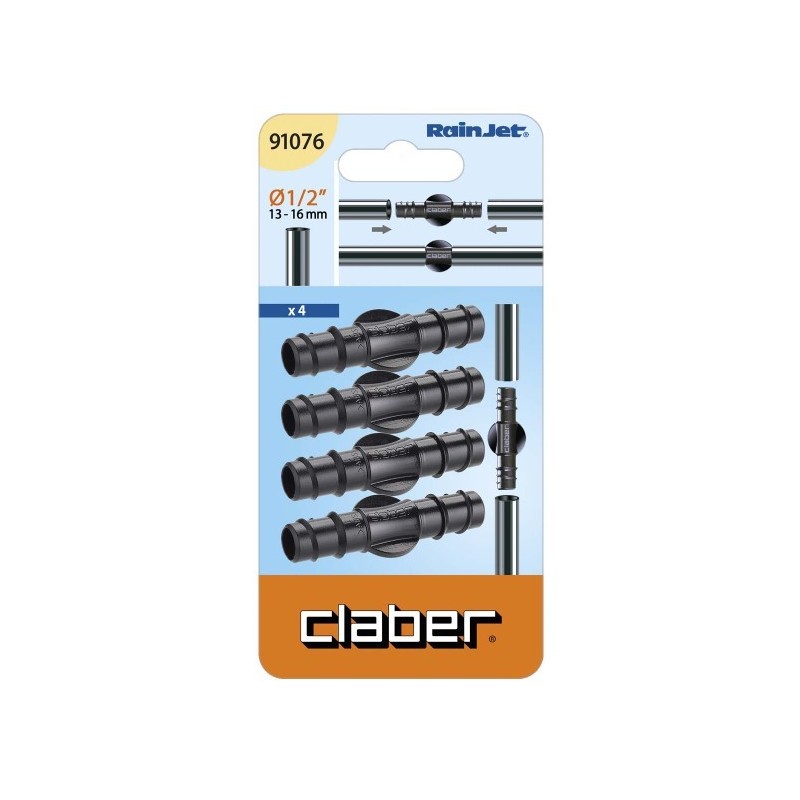 MANICOTTO DI GIUNZIONE PER TUBO POLIETILENE CLABER  D. 13-16  BLISTER. 4 PZ  91076