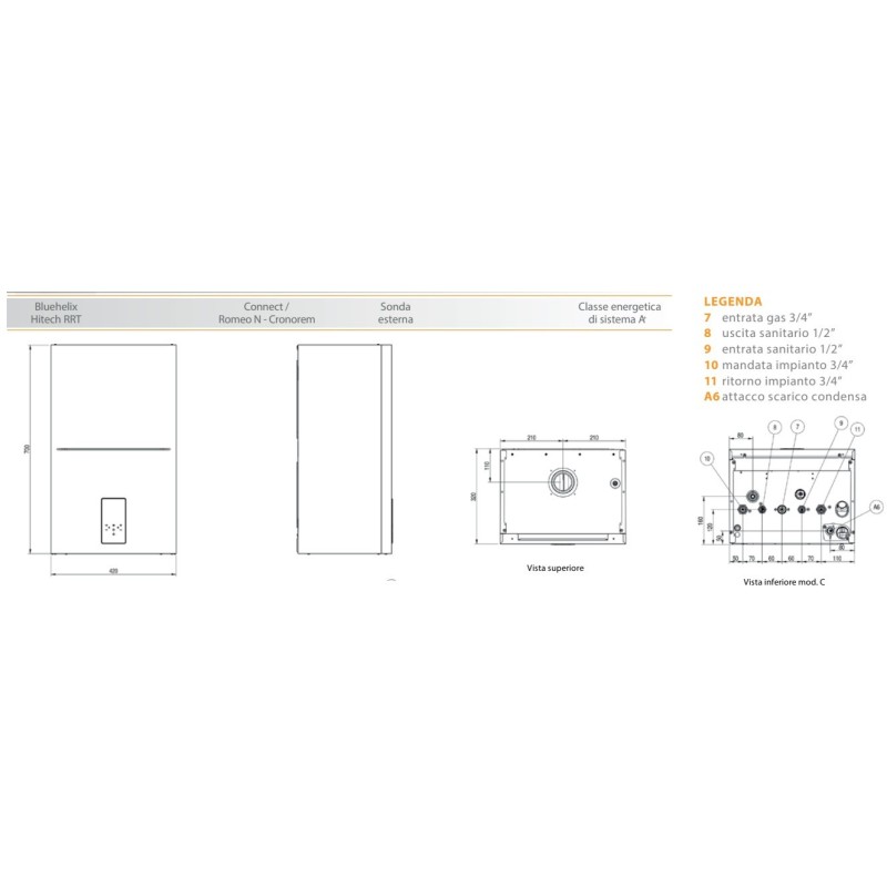 CALDAIA CONDENSAZIONE FERROLI BLUEHELIX TECH RRT C 28  KW  METANO OT3B3AWA