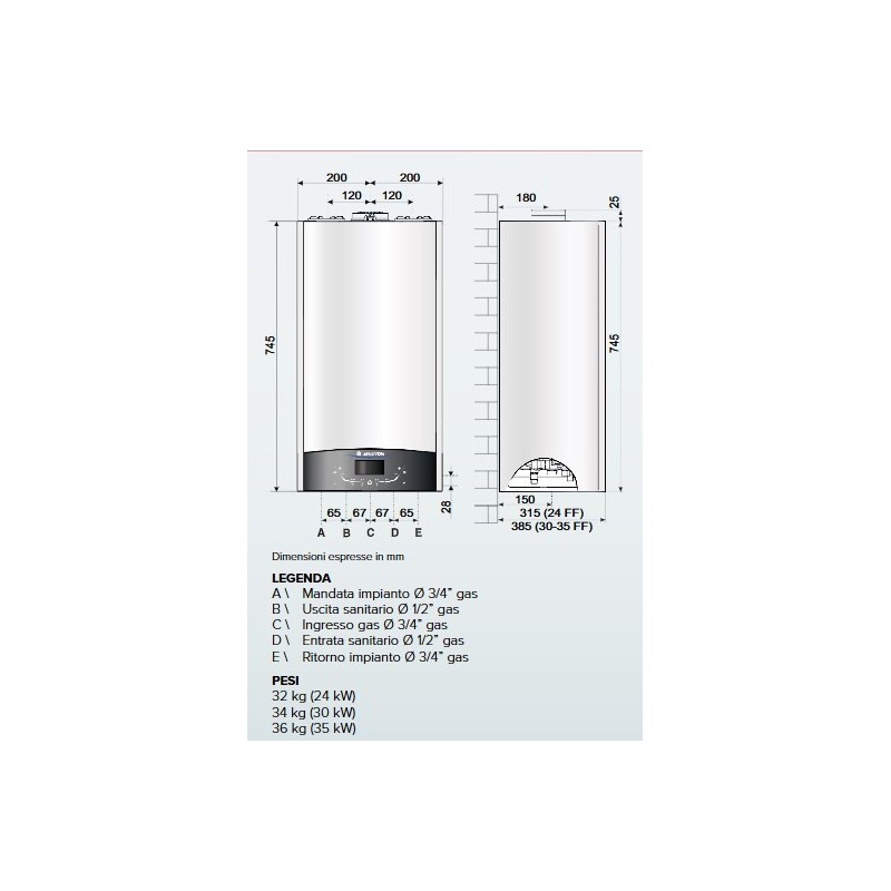 CALDAIA CONDENSAZIONE ARISTON GENUS ONE NET 35 KW METANO/GPL WI-FI