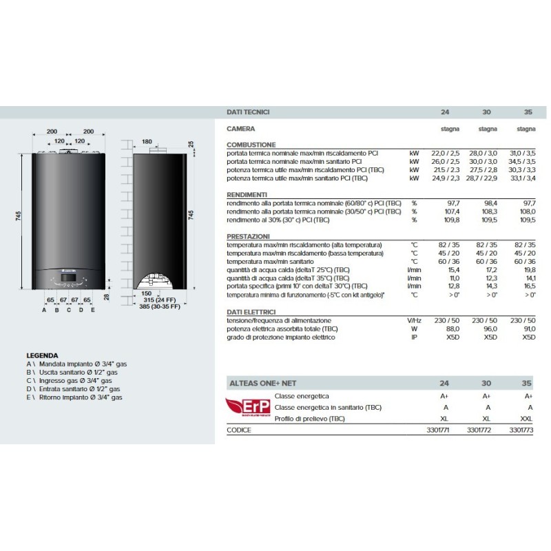 CALDAIA CONDENSAZIONE ARISTON ALTEAS ONE NET 24 KW METANO