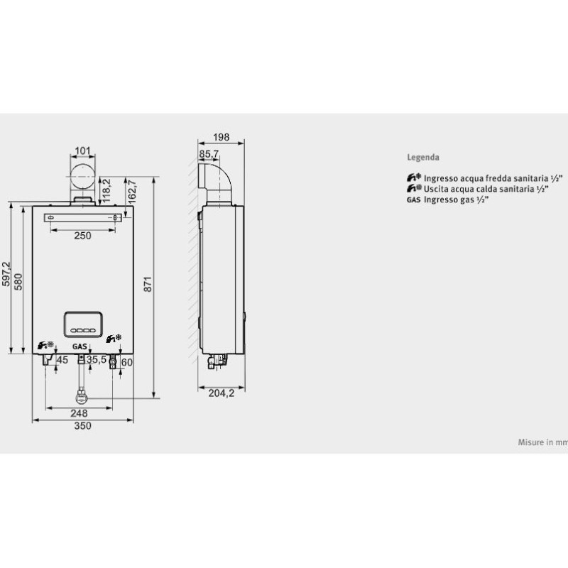 SCALDABAGNI SAUNIER DUVAL A METANO OPALIA F14E C.S.I.