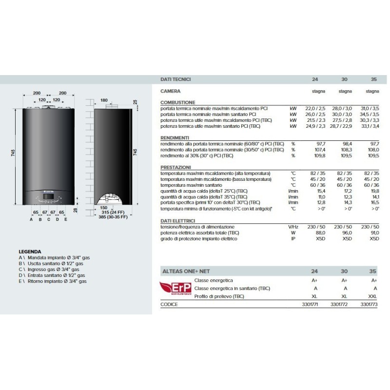 CALDAIA CONDENSAZIONE ARISTON ALTEAS ONE NET 35 KW METANO