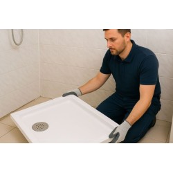 SOSTITUZIONE SMONTAGGIO E ISTALLAZIONE PIATTO DOCCIA CON MISCELATORE  COMPRENSIVO DI RIPRISTINO CON MATTONELLE FORNITE D