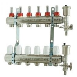 COPPIA COLLETTORE DISTRIBUZIONE  1"X11 VIE 3/4  CON FLUSSIMETRI  INT.50 TIEMME