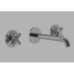 MISCELATORE LAVABO INCASSO  ELLE CROSS 2 FORI COMPRESO DI PARTE INTERNA E PILETTA CLICK-CLACK ORO SPAZZOLATO