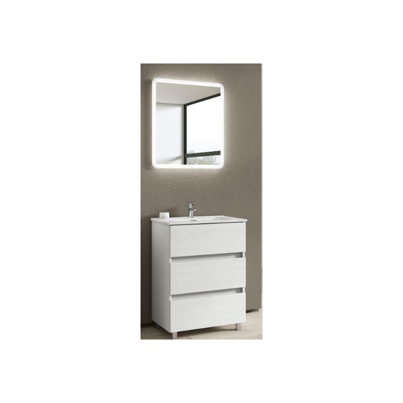 SPECCHIO CONTENITORE 3 ANTA KORA BIANCO FRASSINATO CM.L 120 X H.70 X P.15,5