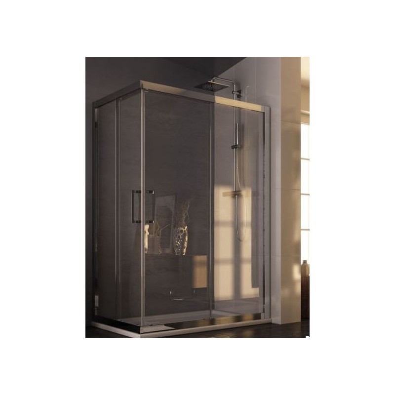 BOX PARETE SCORREVOLE UN LATO DI DUE SERIE OXI.SLIDE  83/87 TELAIO OSSIDATO  CRISTALLO TRASPARENTE  MM. 6 FORTE H.2000 A1FS