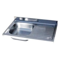 Lavello 79 x 50 cm, 1 Vasca + Gocciolatoio, Installazione Sopratop, Reversibile, Profondità vasca 18 cm, Foro incasso 77 x 48 cm