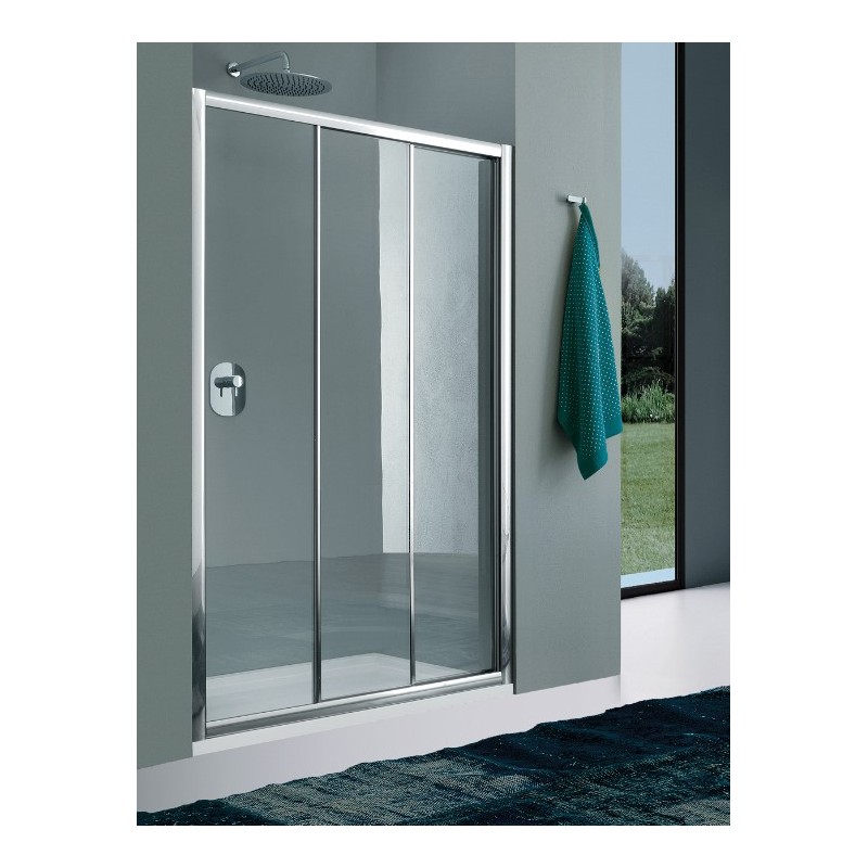 BOX AMERICA QUATTRO  PORTA SCORREVOLE A TRE  ANTE SAMO 86/94  BIANCO OPACO VETRO SATINATO MM.4 H 190