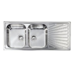 LAVELLO  CM 116X50 2 VASCHE SX CON GOCCIOLATOIO DX INOX