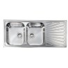 LAVELLO  CM 116X50 2 VASCHE SX CON GOCCIOLATOIO DX INOX
